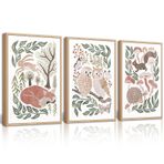 Lhoiplme Woodland Animals Kreş Duvar Sanatı Dekor Orman Yaban Hayatı Tuval Resimleri Bebek Odası Cottagecore Duvar Sanatı Vahşi Suluboya Tilki Tavşan Erkek Çocuk Odası Yatak Odası için Vahşi Poster
