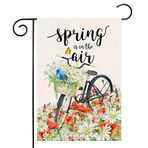 LHSION Spring is in the Air Garden Bayrağı 30 x 45 cm Bisiklet Çiçekli Dekoratif Çift Taraflı Çuval Bezi Bayrağı İlkbahar Yaz Çiftlik Evi Avlu Mevsimlik Dekor için