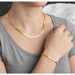 Lia Charm Kadın 316L Çelik Italyan Ezme Kolye Bileklik Kombin Set-Altınrenk