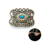 LIANCHEN Western Buckle Turkuaz Bohem Kemer Tokası Taş Kemer Tokası Turkuaz Kemer Tokası Vintage Hint Elemanları Kemer Tokası 38 mm Kemerler için Değişim, Kadın ve Erkek, Altın 1, S