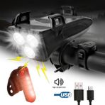 Liangduo Shop Mini Arka Lamba Stili ile 4 1 USB Bisiklet Işık 3 LED Bisiklet Lambası Mtb Telefon Tutucu ve Güç Bankası Funciton ile Ön Bisiklet Torch (Yurt Dışından) - Renkli