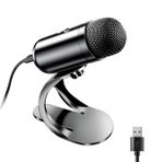 LIANGSTAR USB Bilgisayar Mikrofonu, Podcast Mikrofon Mikrofon Masaüstü, Kayıt Akışı için Sessiz Düğmeli, Çok Yönlü Kondenser, Tak ve Çalıştır Stant, PC, Laptop, Mac, YouTube için Ses Kontrolü ile Uyumlu