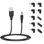 LIANSUM USB - DC 5V Güç Kablosu, Evrensel DC 5,5x2,1 mm Fişli Şarj Kablosu 10 Konektör Ucu (5,5x2,5, 4,8x1,7, 4,0x1,7, 4,0x1,35, 3,5x1,35, 3,0x1,1, 2,5x0,7, Mikro USB, Tip-C, Mini USB)12 m