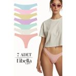 Libella İç Giyim Kadın Pastel Renkli Tanga Külot Pamuklu Likralı Esnek Konforlu String Model 7'li Paket - M