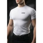 Liber Premium Compression T-Shirt - Beyaz Sporcu Tişörtü - Gym & Fitness Muscle Fit Vücudu Saran - XS