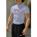 Liber Schwarzwald - Compression Kısa Kollu Spor Beyaz Tişört|Nefes Alan Slim Fit Esnek Antrenman & Fitness