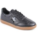 Libero L075.2325 Hakiki Deri Yıldız Detaylı Kauçuk Taban Retro Kadın Sneaker - Siyah