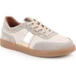 Libero L081.804 Hakiki Deri Süet Detaylı Bal Rengi Termo Taban Kadın Retro Sneaker Ayakkabı - Ekru