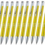Libetui 10'lu paket yüksek kaliteli metal tükenmez kalem, sarı metal tükenmez kalem, basmalı tükenmez kalem, doldurulabilir büyük kalem içi, mavi mürekkep, metal gövde, sarı tükenmez kalem