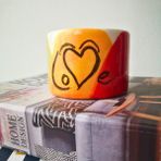 Libra Seramik El Yapımı Seramik Kahve Fincanı, Love Desenli Fincan, Kupa, Mug, Bardak, Çay Fincanı - Beyaz - 215 ml