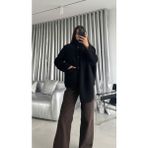 Libreprive Atkılı Astarlı Kadın Peluş Ceket – Düğmeli, Cepli, Oversize Kışlık Üst Mont - L - XL - 000-Siyah
