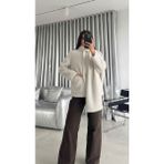 Libreprive Atkılı Astarlı Kadın Peluş Ceket – Düğmeli, Cepli, Oversize Kışlık Üst Mont - L - XL - 001-Krem