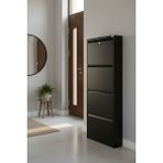 Liccia Metal Ayakkabılık 4'lü Kilitli Model 4 Raflı Modern Tasarım ile Düzenli Depolama - Siyah