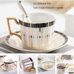 Lider 200 ml Avrupa Asil Kemik Çini Kahve Fincanı Tabağı Kaşık Seti 200 ml Lüks Seramik Kupa Üst Sınıf Porselen Çay Bardağı Cafe Parti Drinkware (Yurt Dışından) - 1 Adet - Renkli - 1 lt