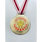 Lider Baskı 3 Adet Ayın Öğrencisi Madalyası - Dijital Baskılı Madalya - 5,5 x 5,5 cm - Altın