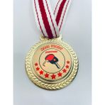 Lider Baskı Masa Tenisi Şampiyonu Madalyası Altın Renk Dijital Baskılı 1 Adet Metal - 5,5 x 5,5 cm