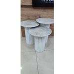 LİDER MOBİLYA Oslo 3 lü zigon sehpa Beyaz MDF (Bohem sehpa)