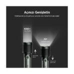 Lidyada Maison Bix Flashlight BX2139FL 60W Led, Max. 2000 Lümen Parlaklık ve 1000 Metreye Kadar Menzilli 5000MAH Şarj Edilebilir Kompakt El Feneri - 0,5