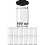 Lidyahan Store 660 ml Metal Siyah Kapaklı Şeffaf Cam Kavanoz 12 Adet