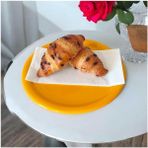 Lidyahan Store Metal Tepsi Metal Tabak 6 Adet Yuvarlak Çay ve Kahve Sunum Tepsisi Sunumluk Tabak 17 cm Sarı 17 x 17