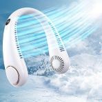 Lidyahan Store Nesil Boyun Askılı Giyilebilir Mini Fan 5 Kademeli Dijital Göstergeli Boyun Fanı Soğutucu Vantilatör Beyaz