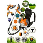 Lieber German 8 In 1 DHCV Benzinli Sırt Tipi Ot Çalı Çim Biçme Tırpan Makinesi & Bahçe Taş Temizleme Seti