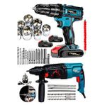 LİEBER GERMAN Lieber German Süper 2li 1500 Watt 2.28 Kırıcı Delici Matkap ve 2x Akülü Şarjlı Vidalama Matkap 30 Pcs Set