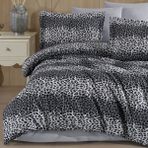 Lief Home Tek Kişilik Leopar Desen Nevresim Takımı 160X220 | 2 Yastık Kılıfı | Lastikli Çarşaflı 100X200+30 - Gri - 160 x 220 cm