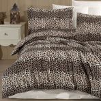 Lief Home Tek Kişilik Leopar Desen Nevresim Takımı 160X220 | 2 Yastık Kılıfı | Lastikli Çarşaflı 100X200+30 - Krem - 160 x 220 cm