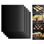 Liekadijiae Izgara matı, barbekü ızgara matı, 5'li set, 40 x 33 cm, fırın için, fırın kağıdı, tekrar kullanılabilir, kömür ve gazlı ızgara için, et, balık ve sebze ızgara için ideal