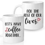 Lierie8888 Lets Have Coffee Together Forever Kupa Seti, Çift Kahve Kupaları, Bay ve Bayan Hediyeleri, Yeni Evliler İçin Kahve Kupaları, Noel Kupaları 2'li Set, Kalpli Sevgililer Günü Kahve Kupaları,