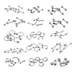 lifcasual 85 adet göbek takısı Piercing Lot Paslanmaz Çelik Burun At Nalı Dudak Dil Kaş Tragus Piercing Göbek Göbek Halkası Barbells