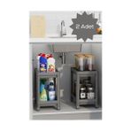 Life 2 Adet 2 Katlı Tekerlekli Tezgah Altı Gri Banyo Mutfak Rafı MIT1124 - standart