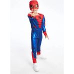 Life For Moda Erkek Çocuk Spiderman Kostümü Kaslı Maskeli Örümcek Adam Kostümü Parti Kıyafeti - Mavi - Kırmızı - 7 - 8 Yaş