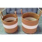 Life For You 2 Adet Büyük Ev Banyo Sepeti 25*26cm Kahverengi Hasır Oyuncak Patates Soğan Sepeti