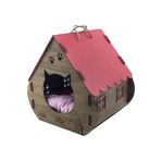 life hobi Ahşap Dekoratif Kedi Evi/yatağı Hobbit Model Kırmızı