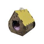 life hobi Ahşap Dekoratif Kedi Evi/yatağı Hobbit Model Sarı