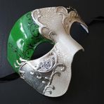 LIFE IS GOOD THE ERKEK YEŞİL GÜMÜŞ FİLDİŞİ YARIM YÜZ FANTOM MÜZİK NOTLAR KALİTE TİYATRO VENETİK MASKE KARNAVAL PARTİ GÖZ MASKE