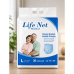 Life Net Medikal Emici Külot Yetişkin Bezi, 30 Adet, M/L/XL, 3D Sızıntı Önleyici, Ultra Kuru Üst Tabaka (Large)