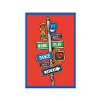 Life, Work & Play – Dance, Music, Coffee, Love ve Yön Tabelası Temalı Hediye Not Kartı & Kartpostal | 10x15 cm - 4