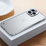 LIFEKA Lüks Elektroliz Metal Çerçeve Kılıf iPhone 11 12 13 14 Pro Max 12 13 Mini 14Plus Buzlu Akrilik Arka Plaka Telefon Kılıfları, Gümüş 1, iPhone 14Pro Max için
