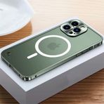 LIFEKA Lüks Elektroliz Metal Çerçeve Kılıf iPhone 11 12 13 14 Pro Max 12 13 Mini 14Plus Buzlu Akrilik Arka Plaka Telefon Kılıfları, Koyu Yeşil 2, iPhone 14Pro Max için