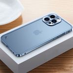 LIFEKA Lüks Elektroliz Metal Çerçeve Kılıf iPhone 11 12 13 14 Pro Max 12 13 Mini 14Plus Buzlu Akrilik Arka Plaka Telefon Kılıfları, Sierra Blue 1, iphone 12mini