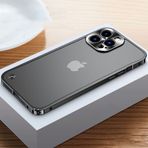 LIFEKA Lüks Elektroliz Metal Çerçeve Kılıf iPhone 11 12 13 14 Pro Max 12 13 Mini 14Plus Buzlu Akrilik Arka Plaka Telefon Kılıfları, Siyah 1, iphone 13mini