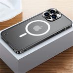 LIFEKA Lüks Elektroliz Metal Çerçeve Kılıf iPhone 11 12 13 14 Pro Max 12 13 Mini 14Plus Buzlu Akrilik Arka Plaka Telefon Kılıfları, Siyah 2, iPhone 12