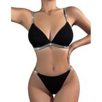 LifeLuxury Kadın İç Çamaşır Seti, Siyah Dantel, Gümüş Şeritli, Ayarlanabilir Askılı Sütyen ve Bikini Takımı, Seksi Fransız Roman Koleksiyonu (XL)