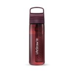 LifeStraw Go serisi – BPA içermeyen su filtreli içecek şişesi, seyahat ve günlük kullanım için, bakterileri, parazitleri, mikro plastik + tadı iyileştirir, Merlot Away (kırmızı)