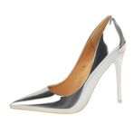 Life&Women Kadın Modası Yüksek Topuk 10,5 cm 7,5 cm Bilek Kayışı Stiletto Kapalı Burun Elbise Sandalet Elbise Pompaları Kort Ayakkabı Pompalar Yüksek Topuk Parti Düğün Gece Kulübü için Kort Ayakkabıları, gümüş, 1 UK