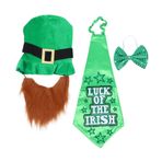 LIFKOME 1 Takım Aziz Patrick Günü şapka kiyafet Yaka bağı kravat ve cep kare Avcı yeşili kravat kostüm irlanda günü cosplay papyon st patrick St. patrick'in günü papyon bez Green