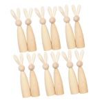 LIFKOME 12 Adet Ahşap Mandal Bebek Işçiliği Için Boş Ahşap Tavşan Figürleri Boyama Için Doğal Ahşap Hayvan Heykelleri DIY Projeleri Için